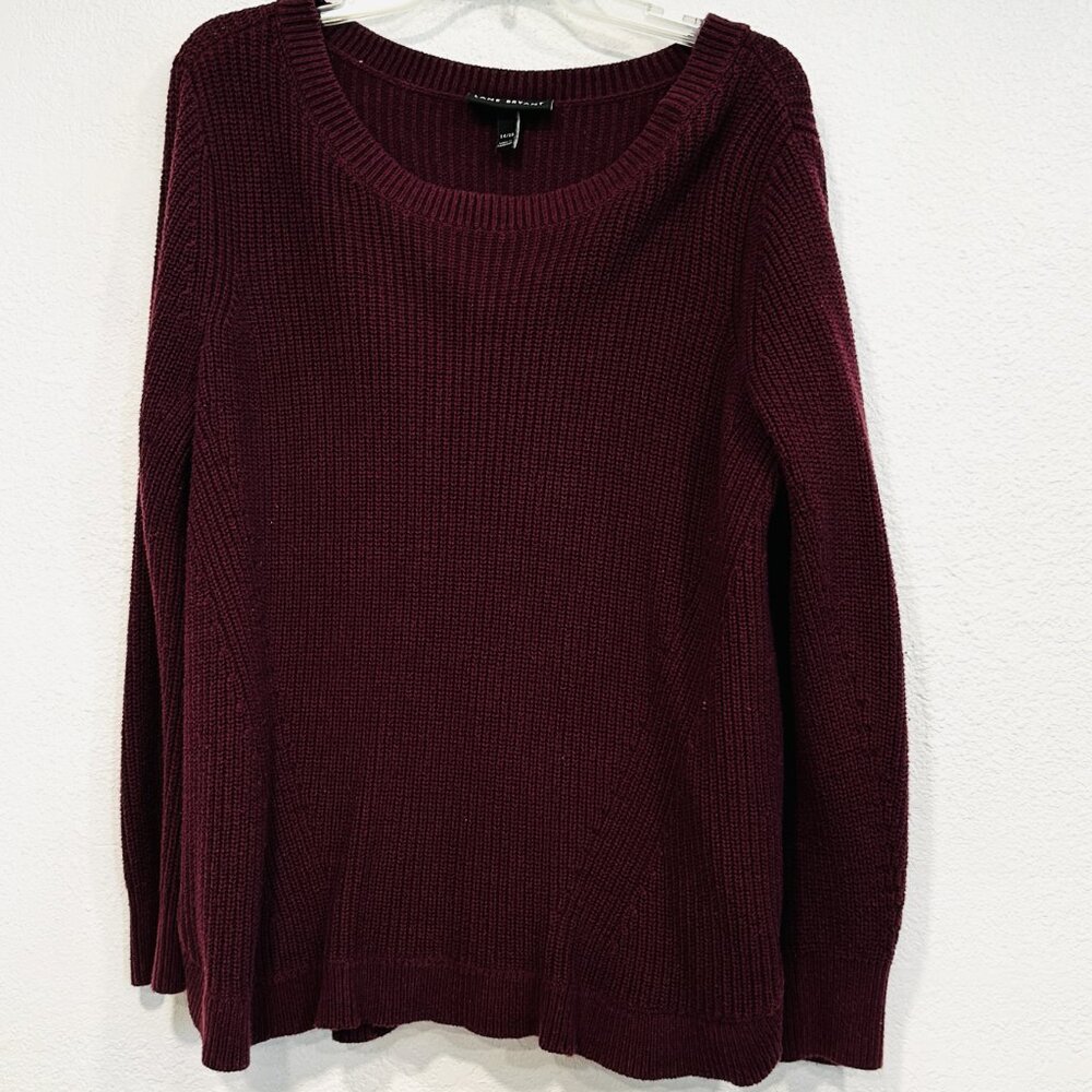 Lane Bryant Knit Sweater Burgundy Long Sleeve Pullover Boat Neck Plus Size 14/16 - Picture 7 of 9